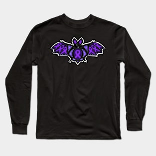 Purple Awareness Ribbon Bat Mandala Long Sleeve T-Shirt